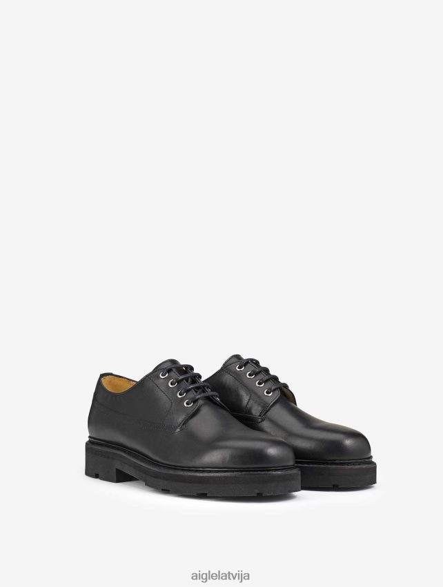 Aigle vīriešiem norvēģu šūtas ādas derbija apavi noir kurpes P0R84L305