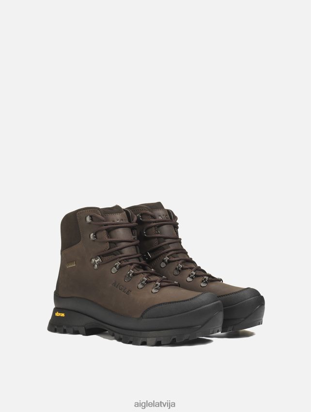 Aigle vīriešiem īpaši tehniski ādas puszābaki ar gore-tex membrānu un vibram zoli tumši brūns zābaki P0R84L275