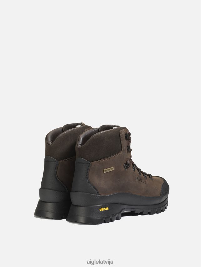 Aigle vīriešiem īpaši tehniski ādas puszābaki ar gore-tex membrānu un vibram zoli tumši brūns zābaki P0R84L275